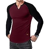 JMIERR Mens Long Sleeve Muscle T Shirts Casual V-Neck Longline Ribbed Tee Shirts