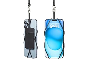 Kinizuxi 2 Packs Cell Phone Lanyard Crossbody Adjustable Neck Phone Holder with Card Pocket, Universal Silicone Neck Strap Phone Lanyards for Around the Neck Compatible with Most Smartphones
