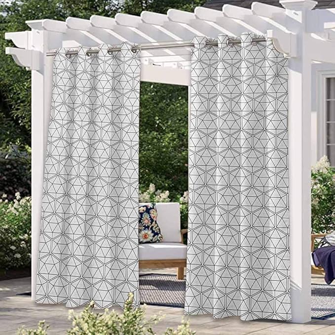 Cortina térmica geométrica para ventana opaca para cortinas de jardín