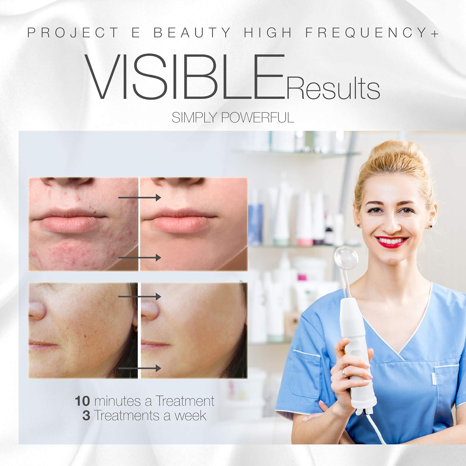 Project E Beauty 6 Argon Gas Violet and Neon Gas Orange Electrodes D'arsonval High frequency Apparatus Home Use Skin Care Device: Health & Personal Care