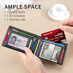 RUNBOX Mens Slim Wallet with Money Clip RFID
