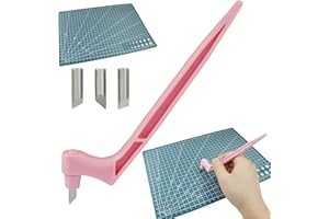 Moicstiy Craft Cutting Tools, Craft Cutting Knives with 3 different 360 Degree Rotating Blades and Cutting Mat, Stainless Steel Cutter Pen for Stencils Scrapbooks DIY Crafts (Pink)