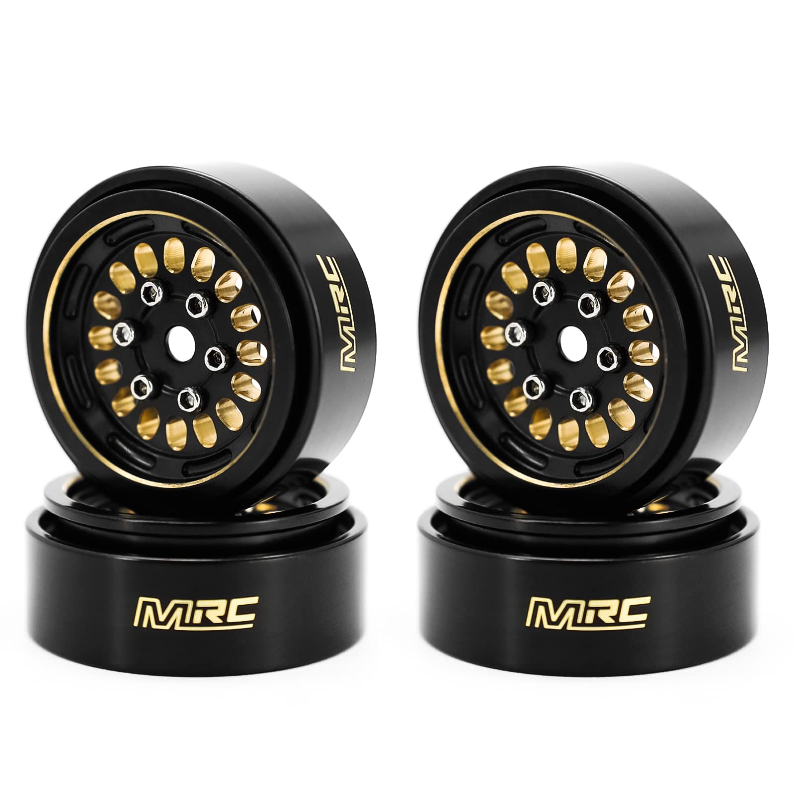 Photo 1 of MRC 1.0 Beadlock Wheels Brass Heavy Weight Black Coating (4pcs) for 1/24 SCX24 Dodge Deadbolt Gladiator C10 Upgrades-A