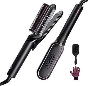 TYMO Glätteisen Haarglätter Bürste - 2 in 1 Glätteisen Locken und Glätten, Ionen Keratin Glättbürste für Schnell einen Seidig Glattes Haar mit 3D-Schwebepanel gegen Haarziehen, Für alle Haartypen