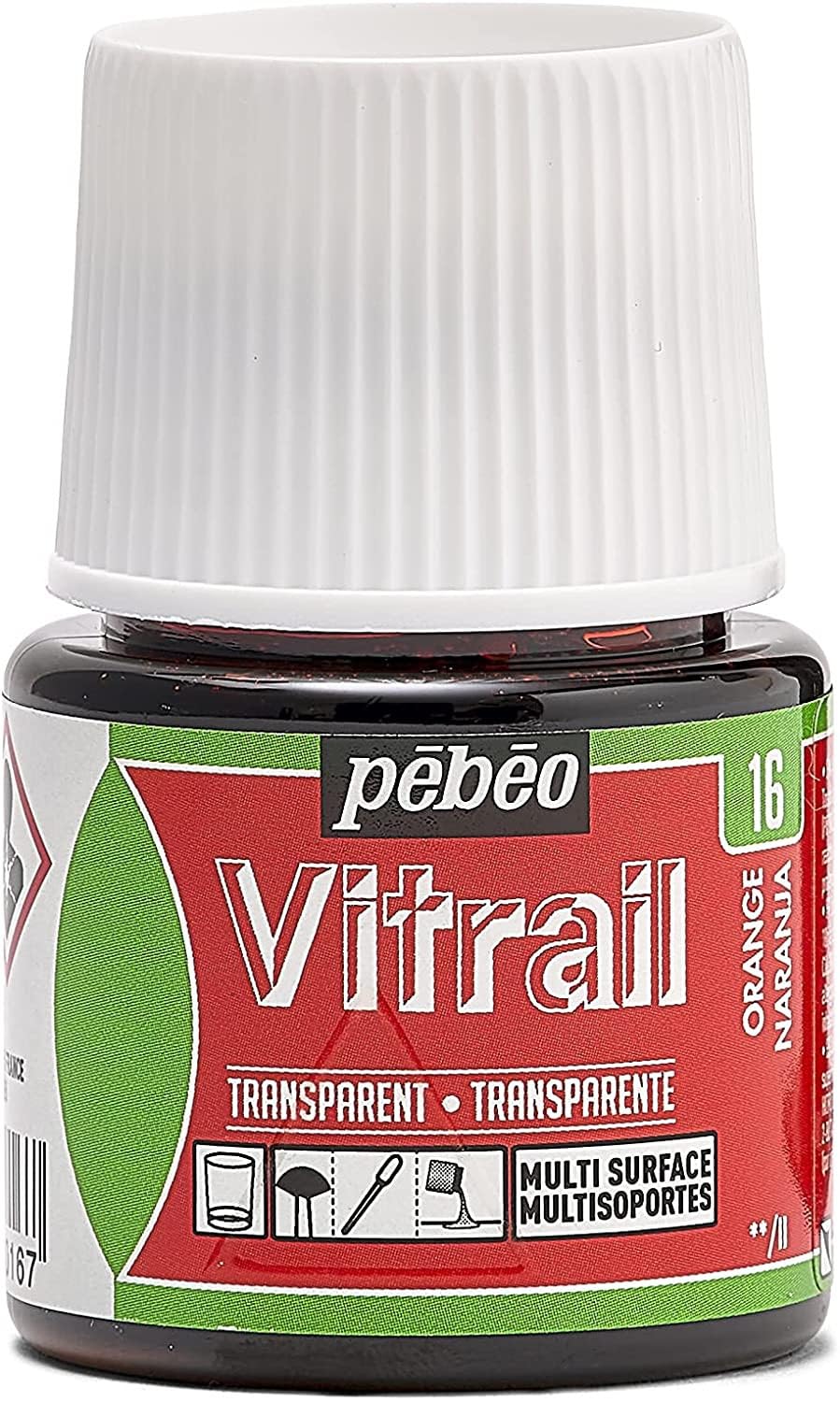 Pebeo Vitrail Stained Glass Effect Glass Paint 45-Milliliter Bottle, Orange,Orange — image 1
