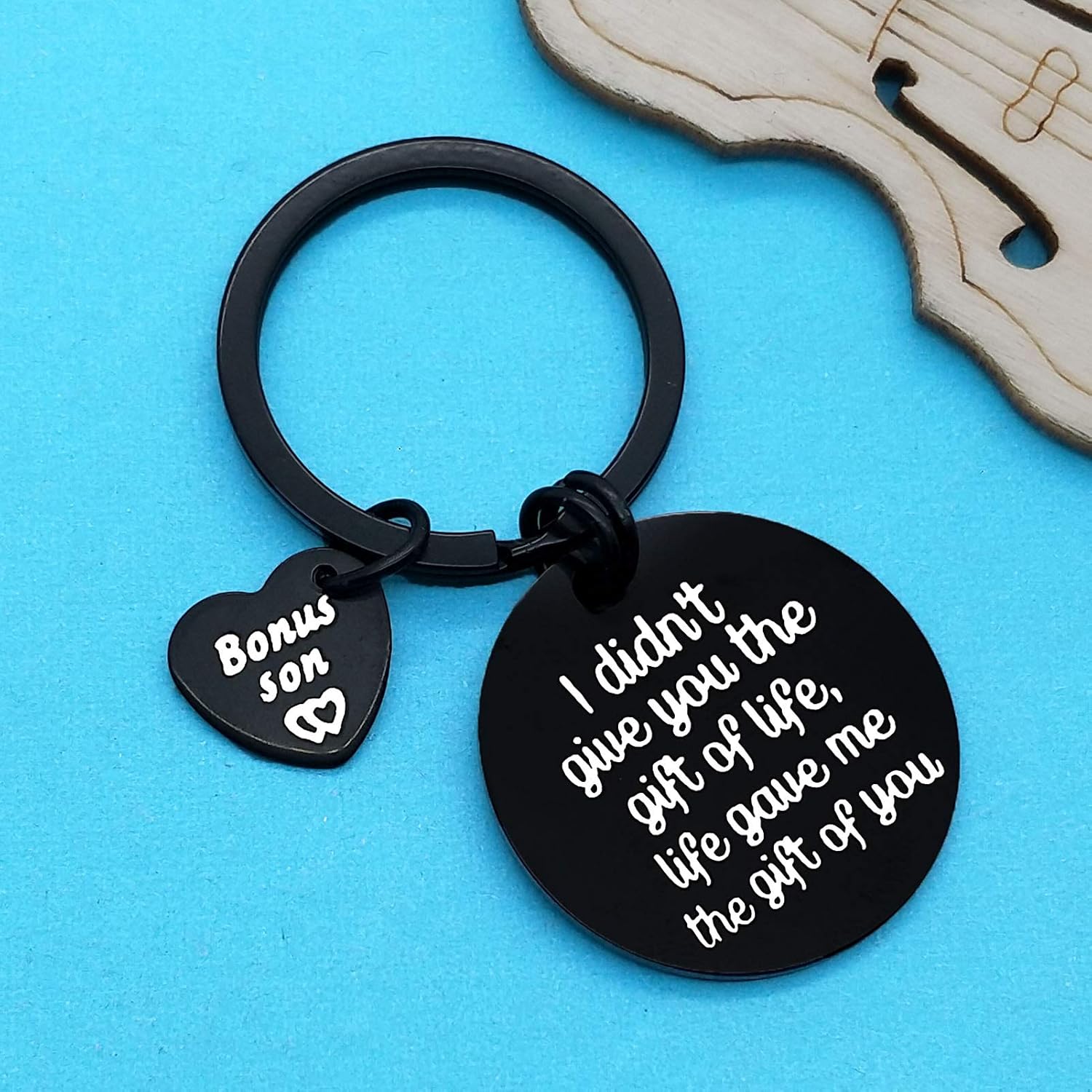 Huwujiu Bonus Son Gifts Keyring Son in Law Gifts I Didn't Give You The Gift of Life Life Gave Me The Gift of You Keyring Stepson Gifts Keyring Christmas Birthday Gifts Adoption Gifts for Son - Image 4