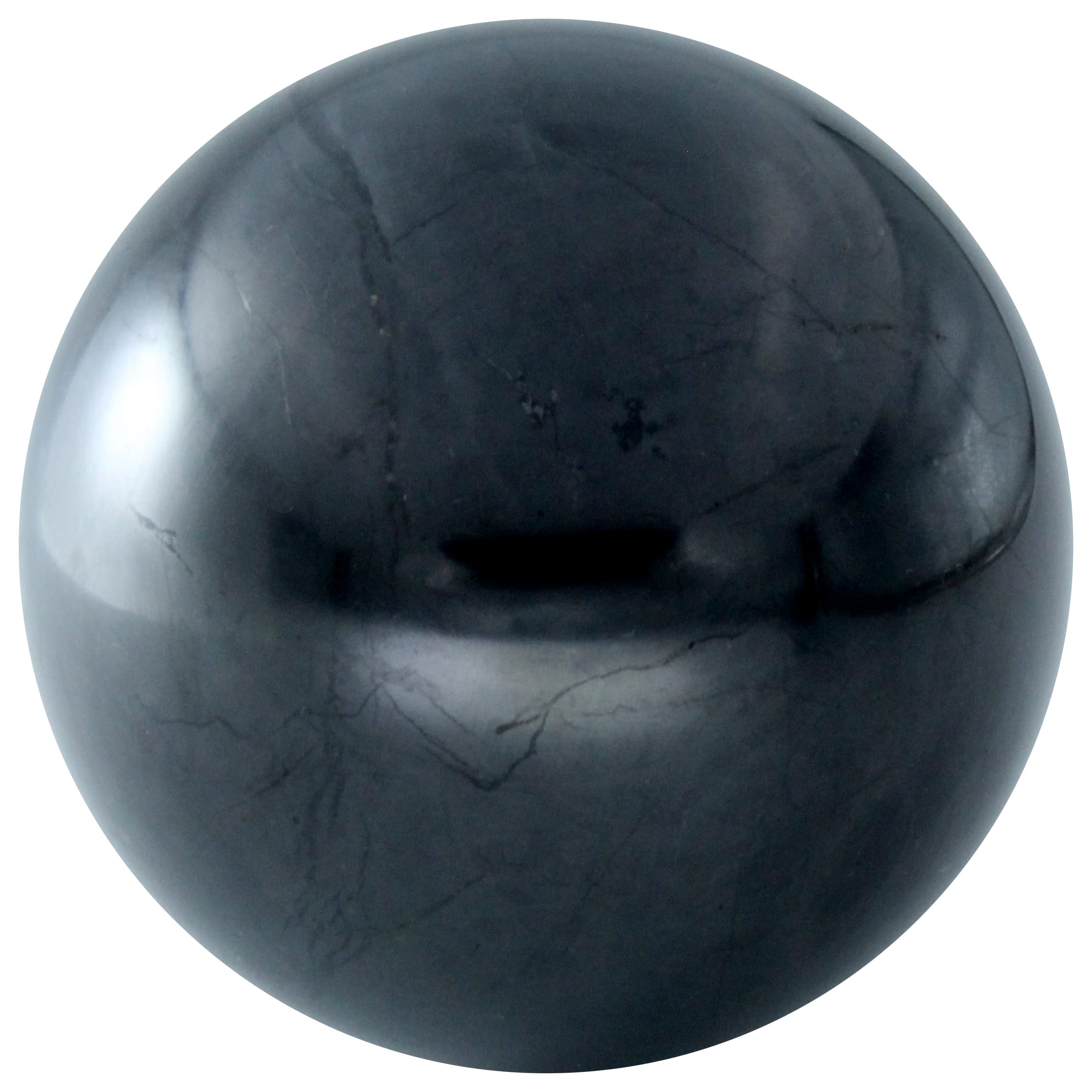 Heka Naturals Shungite Minerals Stones Polished Ball | Anti Stress Feng Shui Decoration Living Room - Natural Gemstones Spiritual Chakra Crystals Stones - Massage and Mediation