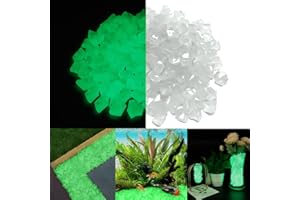 Lechloris 1" Glow in The Dark Rocks- >450pcs (2.4LB) Glowing Acrylic Stones for Outdoor Garden Landscaping Pathway - Glowing Luminous Rocks for Indoor Fish Tank Aquarium Planter Vase Filler - Green