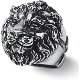 KIRTIJW Gothic Crow/Dragon/Eagle/Lion/Snake/Tiger/Wolf Ring Stainless Steel Punk Biker Animal Rings Jewelry for Men Boys Size 7-13