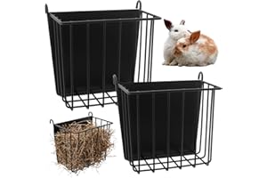 DEVIER 2PCS Rabbit Hay Feeder, Guinea Pig & Chinchilla Hay Holder with Heavy-Duty Metal Frame, Easy Install, Keeps Pets Comfo