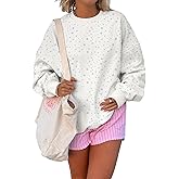 BAIGRAM Women Oversized Crew Neck Snowflake Ditsy Floral Sweatshirt Comfy Fleece Pullover Y2K Aesthetic 2025 Fall Clothes