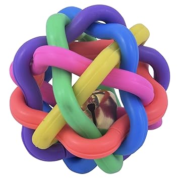Sri Dog Multi Colour Wire Ball with Bell Dog Toy (Medium)