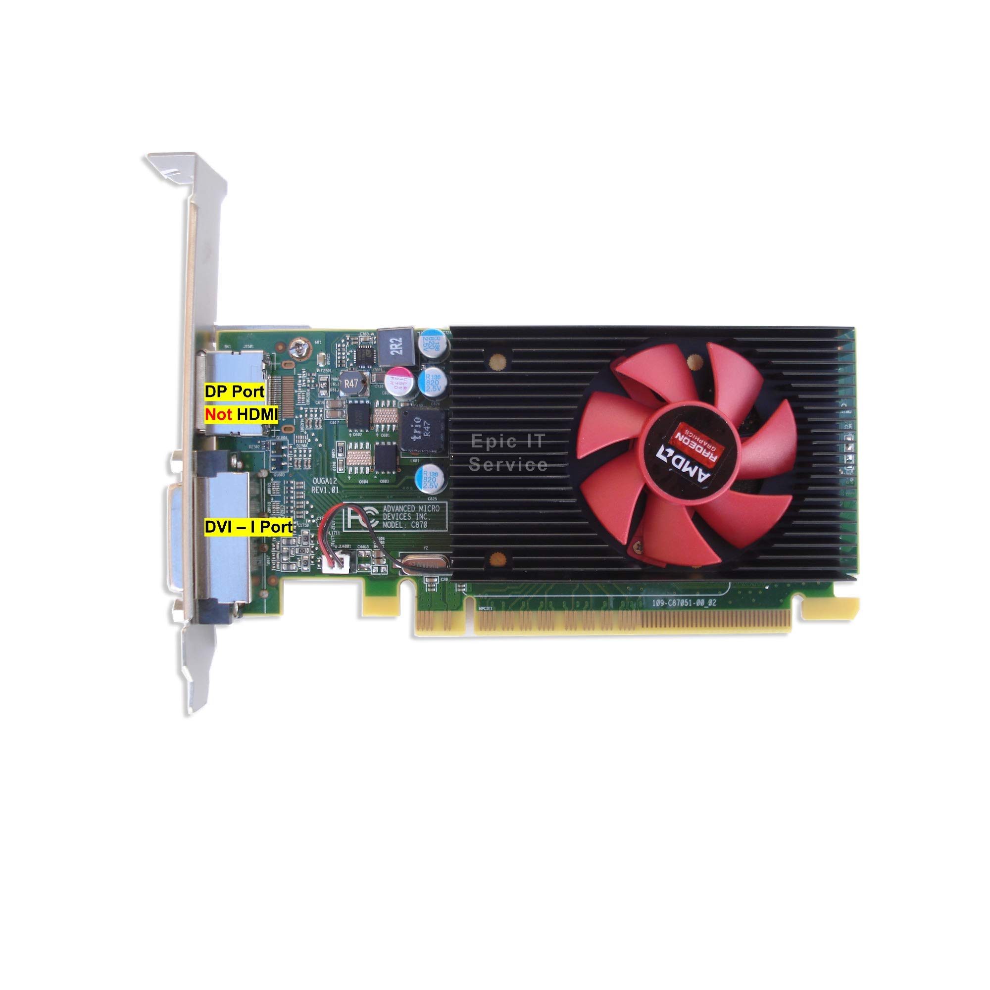 Servicio de TI épico: AMD Radeon R5 340X 2 GB GDDR3 con DP/DVI (soporte de tamaño completo, solo para computadora de tamaño normal/completo), admite 4K a través de conexión DP