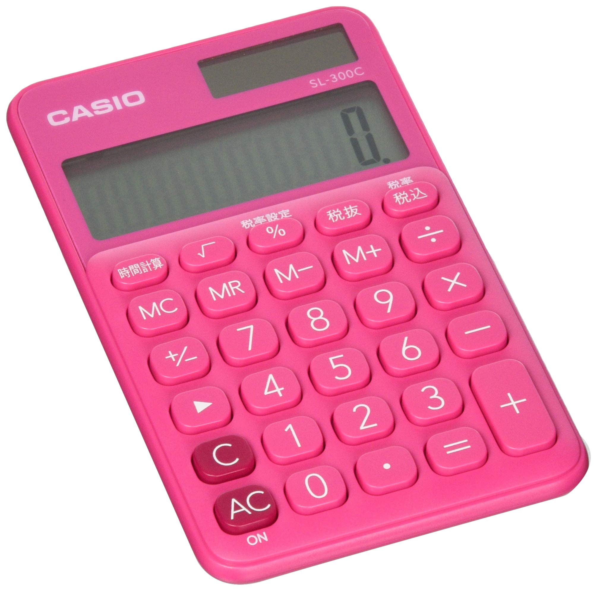 カシオ カラフル電卓 ビビッドピンク 10桁 手帳タイプ SL-300C-RD-N商品画像