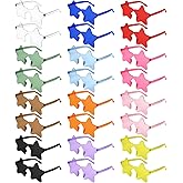NACHLYNN 24 Pcs Transparent Sunglasses Multicolor Rimless Star Shaped Sunglasses Pentagram Glasses for Costumes Cosplay