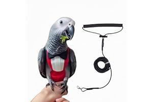 Magnoloran Bird Diapers with Bow Bird Harness Tuxedo Flight Suits with 80in Flying Leash Parrot Nappy with Waterproof Inner Layer Urine Wet Suite for Cockatiel Conure Parakeet Macaw Budgie-Red,L
