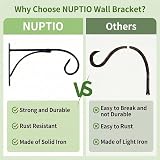 NUPTIO Hanging Basket Brackets 2 Pcs Outdoor Wall Hooks Black 5kg Load view 3