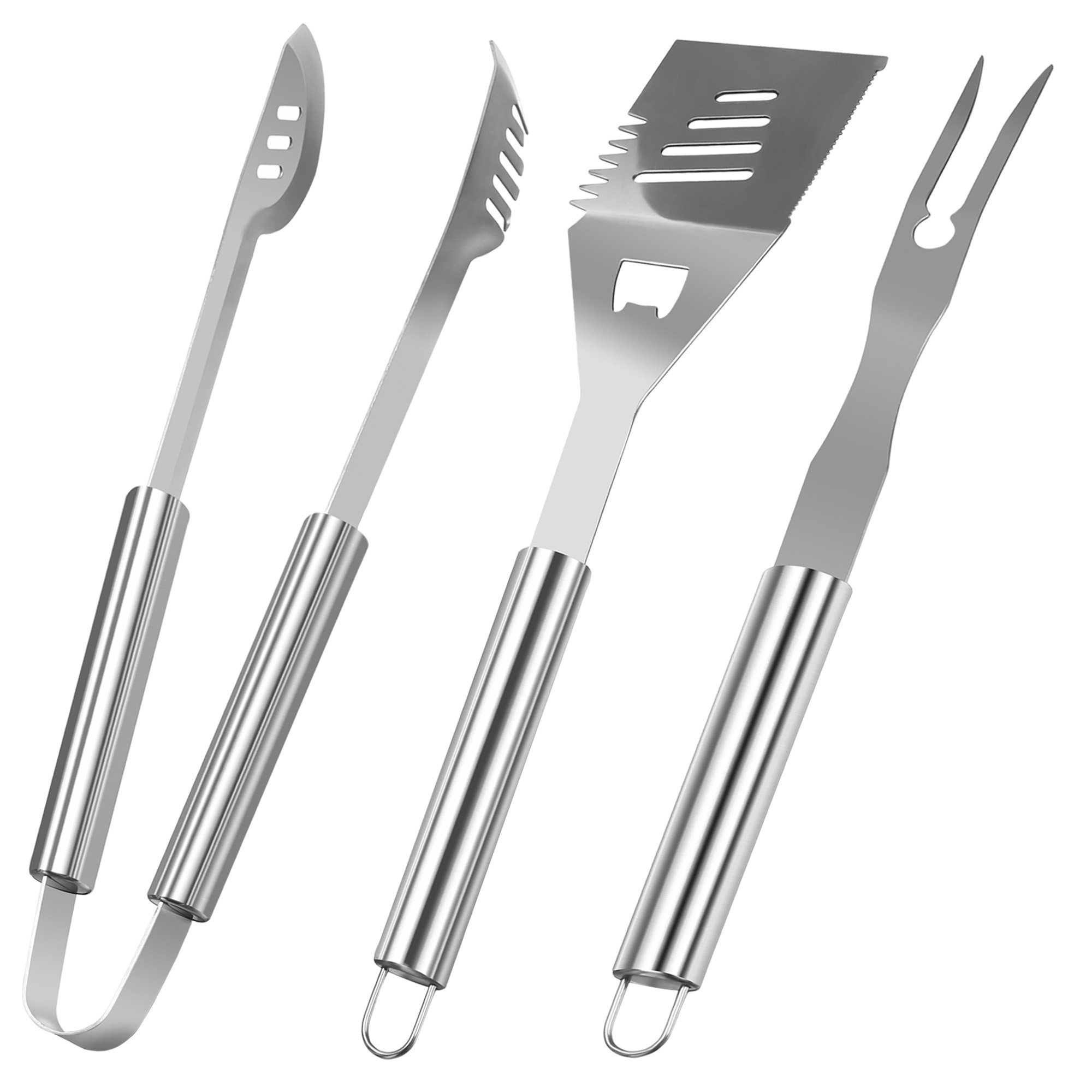 fiugsed 3 stücke Edelstahl BBQ Grill Werkzeuge Set Grill Zubehör Utensilien Kit Spatel Zangen und Gabel