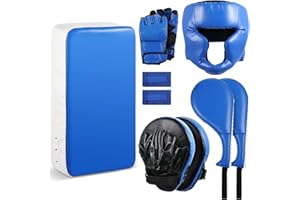 Gemscream 10 In1 Punching Mitts Kick Pad Set Taekwondo Pads Boxing Mitts Focus Pads Boxing Gloves Safety Head Guard Wrist Band for Kickboxing, Karate, Muay Thai, MMA Training