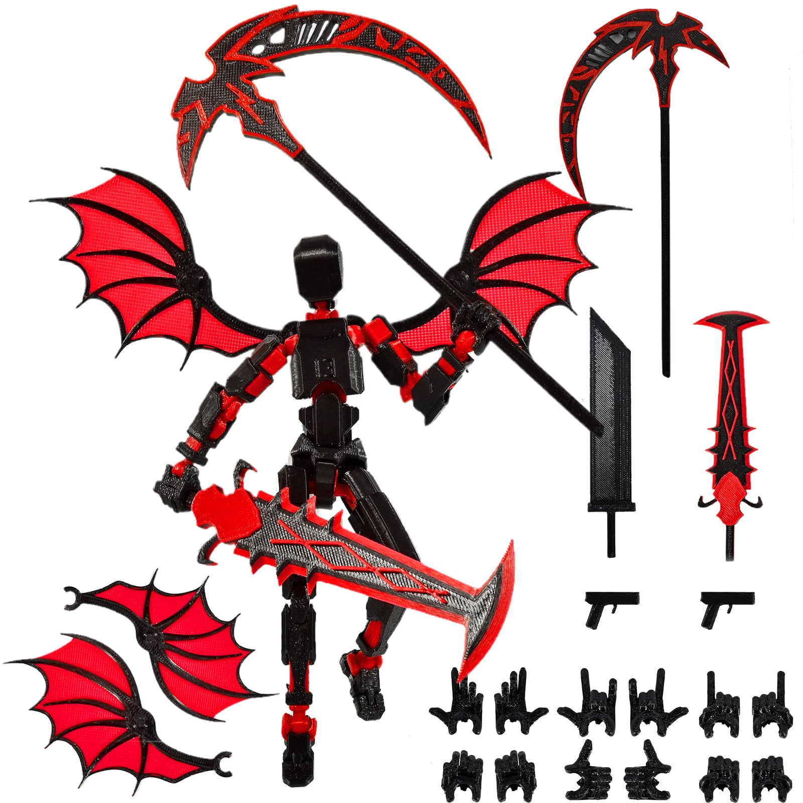 Photo 1 of **2 pack**Memogizz t13 Action Figure Set(Assembly Completed), Pre-Filled Easter Egg with 3D Printed Toy, Easter Basket Stuffers for Adults, 1Pack, RedBlackWithWing