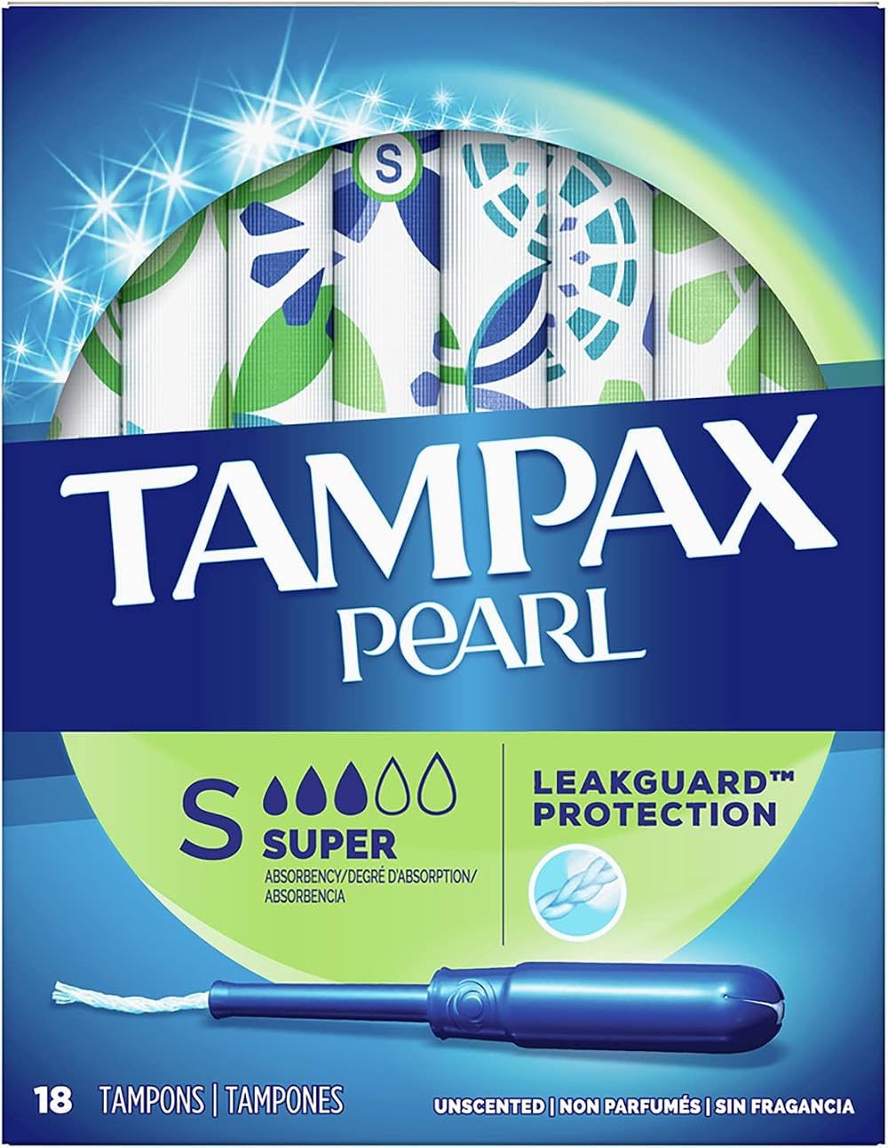Tampax Pearl Plastic Super Absorbency Unscented Tampons 18 Count