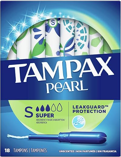 Tampax Pearl Plastic Super Absorbency Unscented Tampons 18 Count