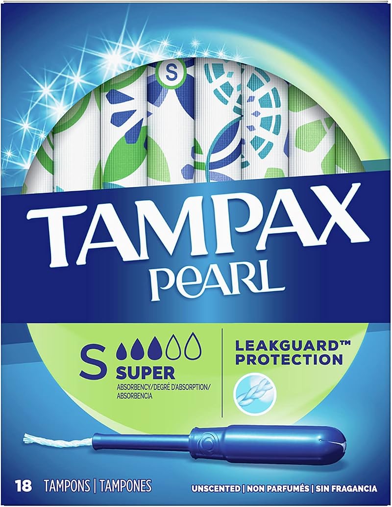 Tampax Pearl Plastic Super Absorbency Unscented Tampons 18 Count