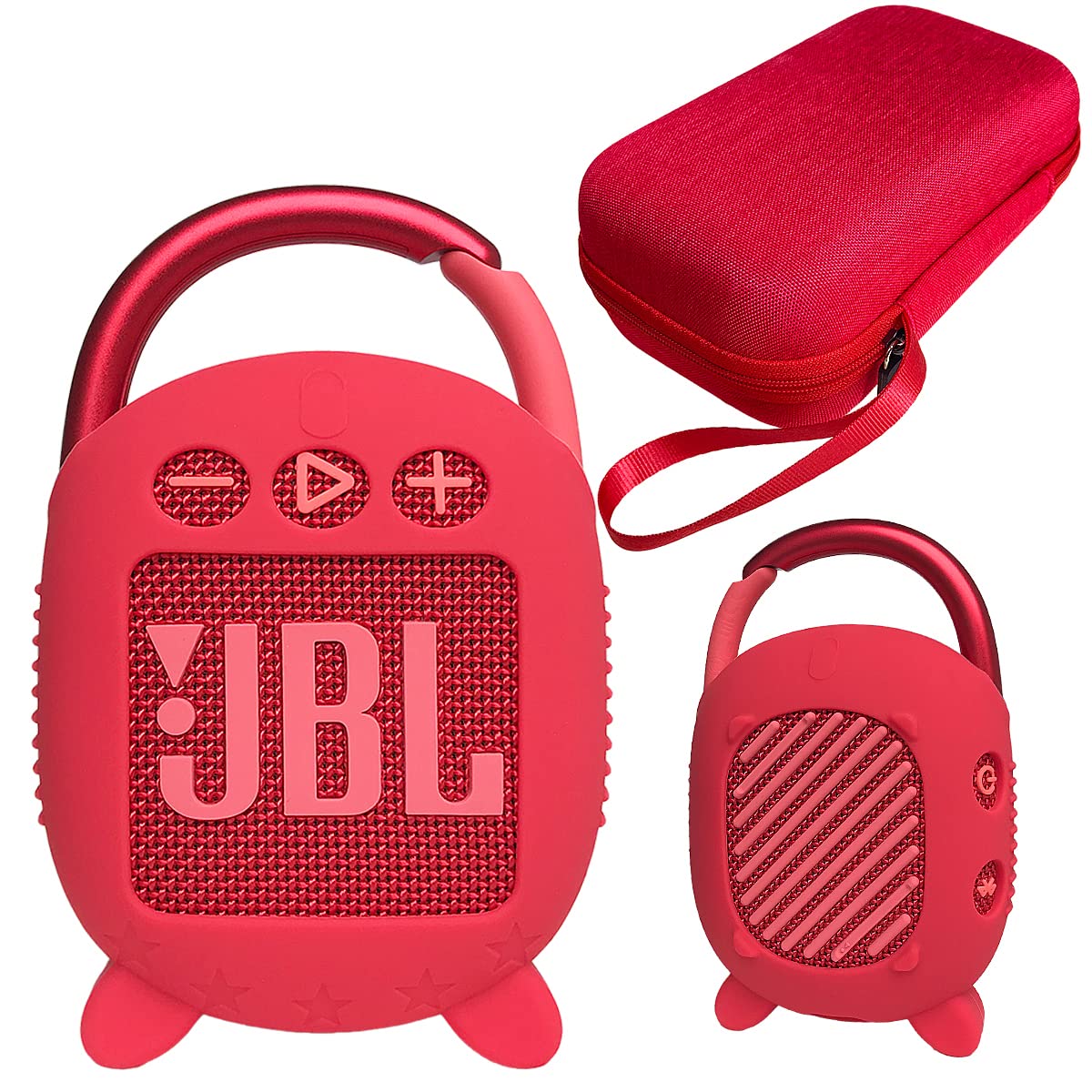 Photo 1 of JCHPINE Hard Carrying Case and Silicone Cover for JBL Clip 4 Portable Bluetooth Speaker, Protective Travel Case Storage for JBL Clip 4 Speaker Accessories (Red)