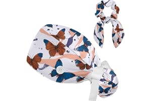 FVQL Scrub Cap with Hair Scrunchy, Ponytail Holder Surgical Cap