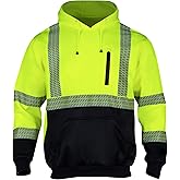 FONIRRA Hi Vis Hoodie for Men Reflective ANSI Class 3 Safety Sweatshirts High Visibility Construction Work Winter Pullover Yellow