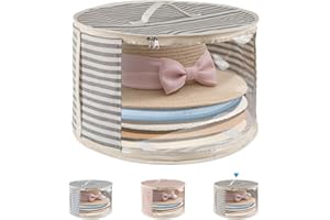 ComfortKeeper 1 Pack Hat Storage Box with Clear Window, Holds up to 7 Caps Cowboy Hat Organizer Bag for Closet for Wide Brim Hats with Carrying Handles, Gray