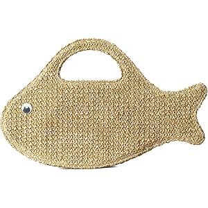 2026 New Fish Purse for Women Straw Beach Bag Summer Straw Woven Fish Purse For Vacation Beach Use