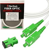 Fibershack - 3 ft / 1M SC/APC to SC/APC Fiber Optic Patch Cable - White - FTTH Home Fiber Internet Cable Singlemode Simplex - Includes Coupler