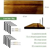 Mardili Shelves Wood Wall Mounted Shelf Rustic Set of 5 42x15x1.5cm Dark Brown view 2