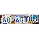 AQUARIUS Zodiac Sign Vintage Metal Tin Street Sign Bar Cafe Garage Cave Home Room Wall Bathroom Farmhouse Garden Porch Patio Decor, 16 x 4 Inch