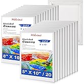 Stretched Canvas for Painting - 8x10 Inch/20 Canvas Value Pack - Triple Primer Acid Free 100% Cotton Blank Canvas for Painting Supplies Oil and Acrylic Pouring Art Watercolor