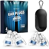 Reure High Fidelity Concert Ear Plugs, Noise Cancelling Silicone Ear Plugs 2 Pairs Great for Concerts Loud Music, Musicians, Motorcycles, Airplanes, Raves, Hearing Protection -23 dB