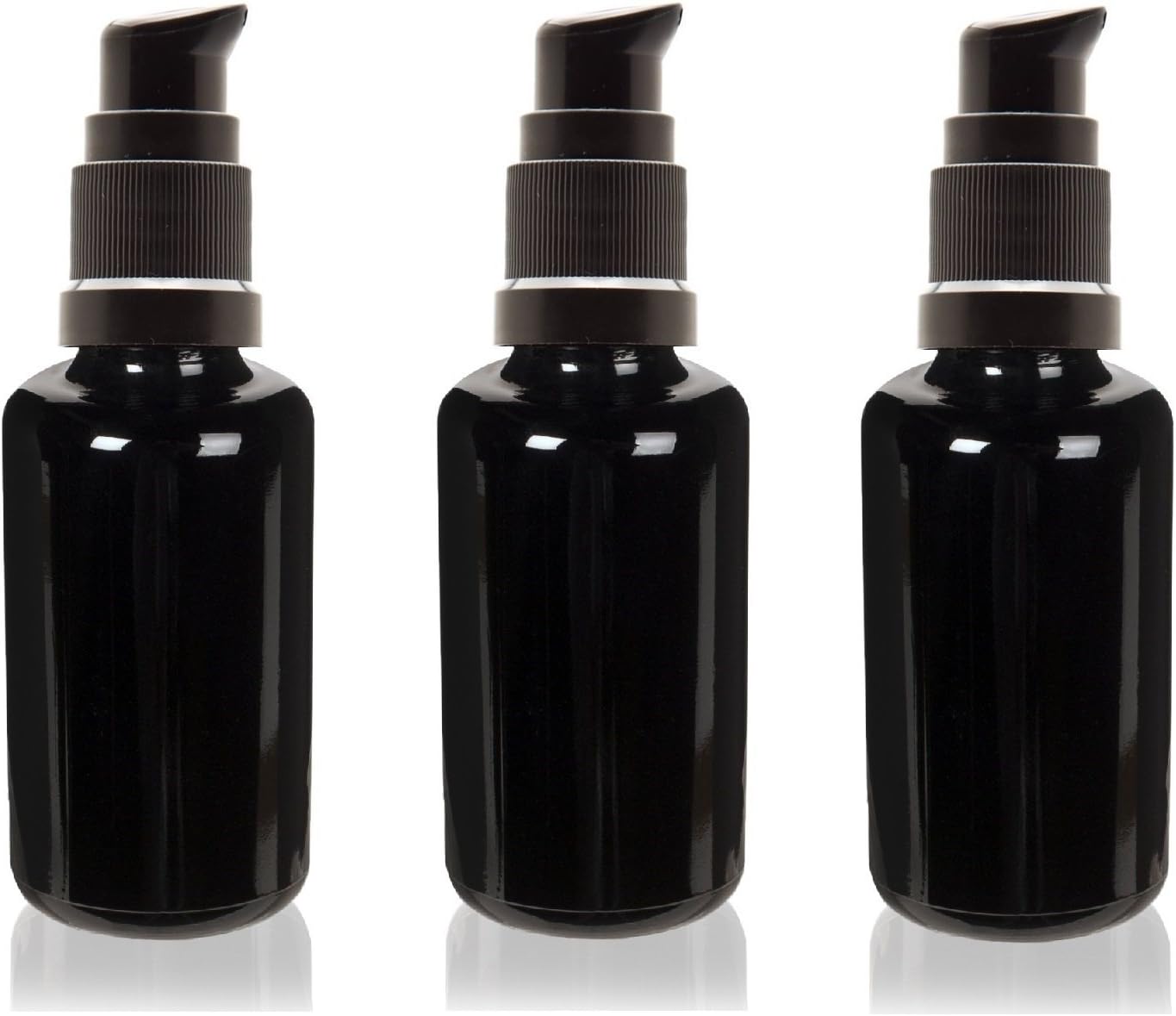 Premium Vials, 30 Ml (1 fl oz) Black Ultraviolet Glass Bottle w/Treatment Pump - Pack of 3 (30ml w/Pump)