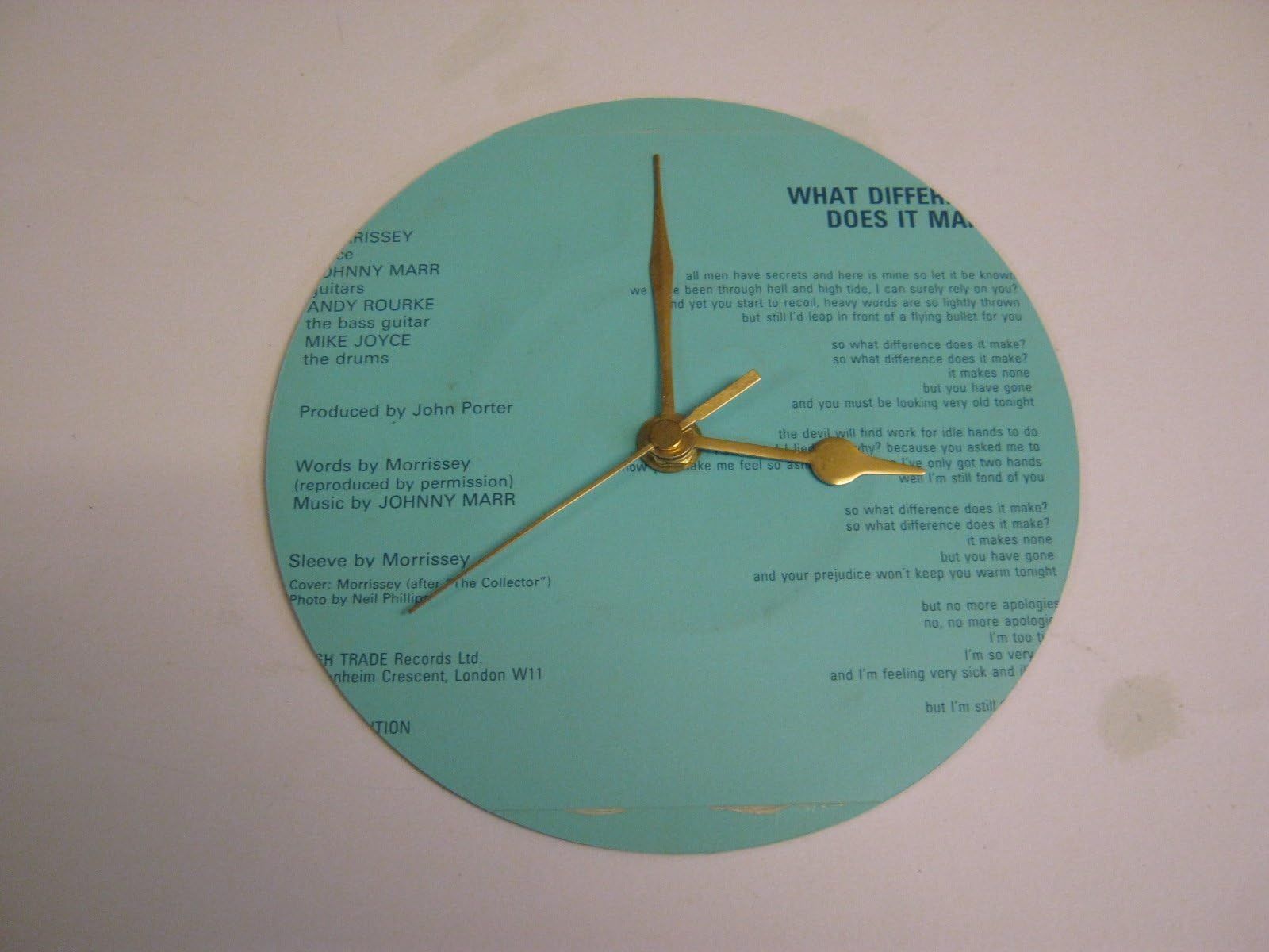 The Smiths - What Difference Does It Make - 7" Vinyl Record Sleeve Wall Clock