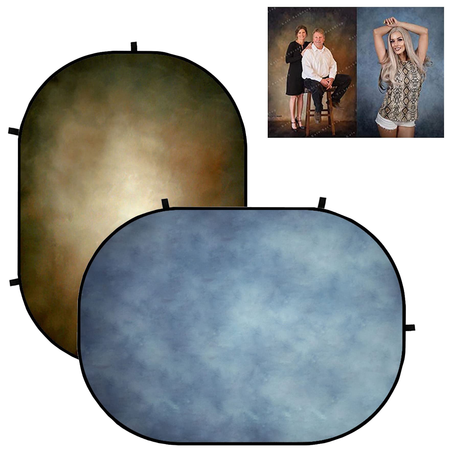 Kate Falthintergrund Faltbarer Hintergrund Tragbare Hintergründe Pop up Hintergründe Foto Hintergrund 1,5x2m,Braun/Blau