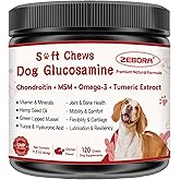 Glucosamine for Dogs, Joint Supplement for Dogs with Chondroitin, MSM, Omega-3, Turmeric and Vitamins for Pain Relief, Dog Joint Supplement with Calcium and Phosphorus for Bone Health, 120 Soft Chews