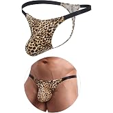 ohmydear Men's Sexy G-String Thong Underwear Low Rise T-Back Banana Hammock | Leopard &amp; Camo &amp; Zebra Print, Comfortable Pouch, Stretch Fit, Minimal Back Coverage, Breathable Fabric, Party &amp; Daily Wear