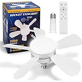 Jolimark 2000 Lumen Socket Ceiling Fan Light with Remote, E26 Socket, 3 Speed Noiseless Dimmable Fan, Adjustable CCT, 2/4H Timer, for Kitchen Bathroom Garage Bedroom, White