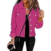 GRAPENT Women's Basic Button Down Long Sleeve Stretchy Jean Trucker Denim Jacket