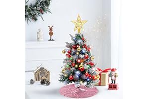 DUOBAO Christmas Tree Skirt Rose Pink 24-Inch Round Tree Skirt Sparkly Pink Gold Great Gatsby Party Decorations Sequin Fabric Tree Skirt