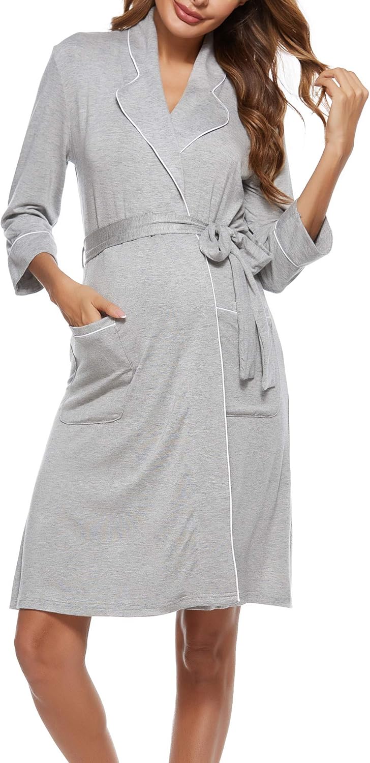 Molliya Maternity Nursing Robe Women Printed Pregnancy Hospital Delivery Pockets Bathrobe at  Women’s Clothing store