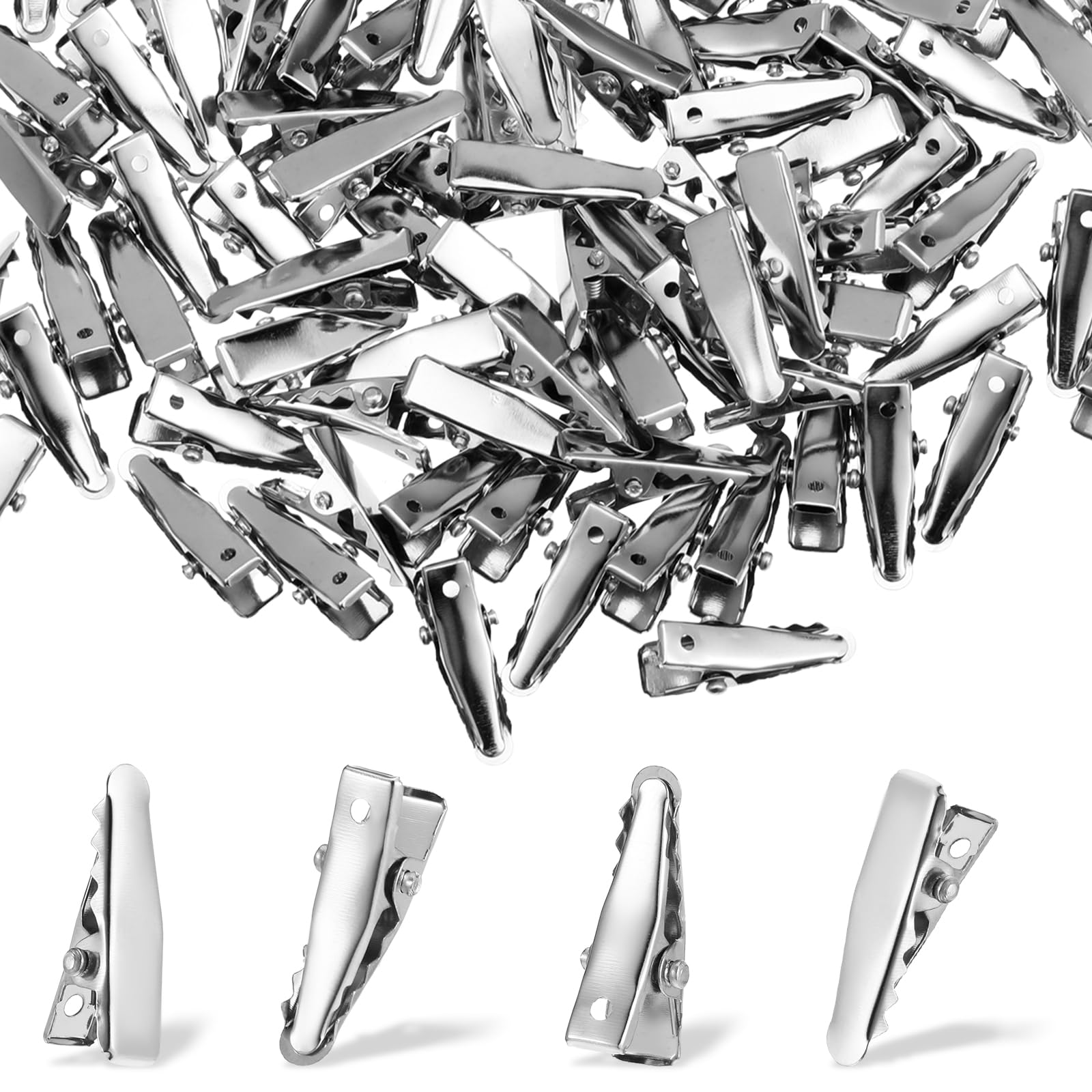 Photo 1 of 100 Pcs Alligator Hair Clips, Silver Metal Alligator Hair Pins 0.98Inches Hair Clips Small Crocodile Clips Flat Hair Bow Clips for Hair Accessories DIY Supplies Crafts Accessory