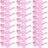 PLULON Heart Sunglasses for Women 5/12/25 Pcs, Heart Glasses Valentine Day Rimless Shaped Candy Color Fun Glasses Party Favor