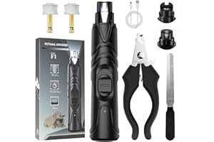 OWill Dog Nail Grinders with Nail Clippers,Professional Dog Claw Grinder Electric Dog Nail Trimmer with LED Light,Rechargeable Nail Clippers Silent for Large Medium Small Dogs