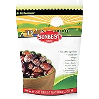 Sunbest Natural Dried Dates, Deglet Noor, Pitted, Non-GMO, Vegan, Kosher, 2.5 Lbs